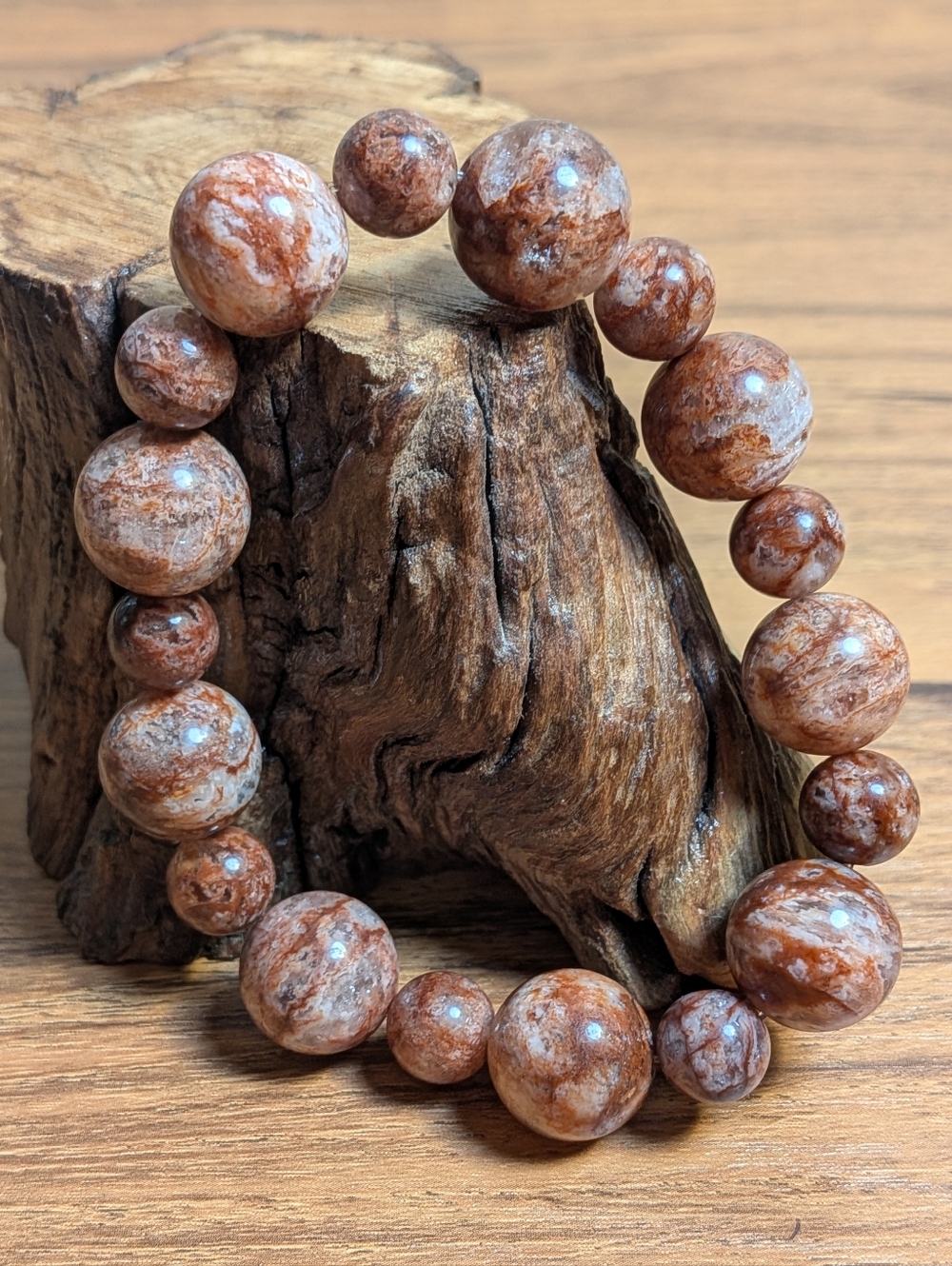 Orange Snowflake Phantom Quartz 9-13mm Crystal Bracelet